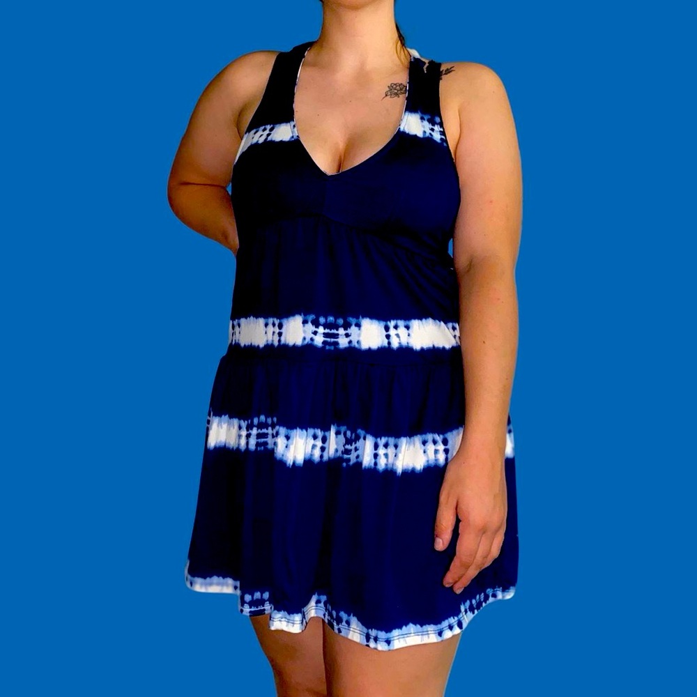 flowy blue & white tie dye dress